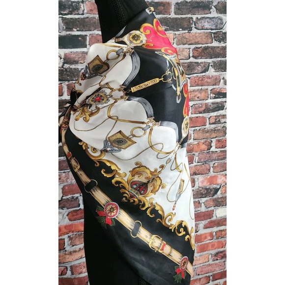 2 Equestrian‎ Scarf Silk Feel Womens Horse Riding Bit Bridle Old Money Royal Red - Picture 4 of 15
